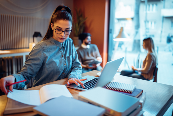 woman taking an LSAT practice test to prepare for the exam